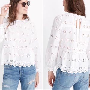 Madewell eyelet keyhole peplum top (NEW WITH TAGS)